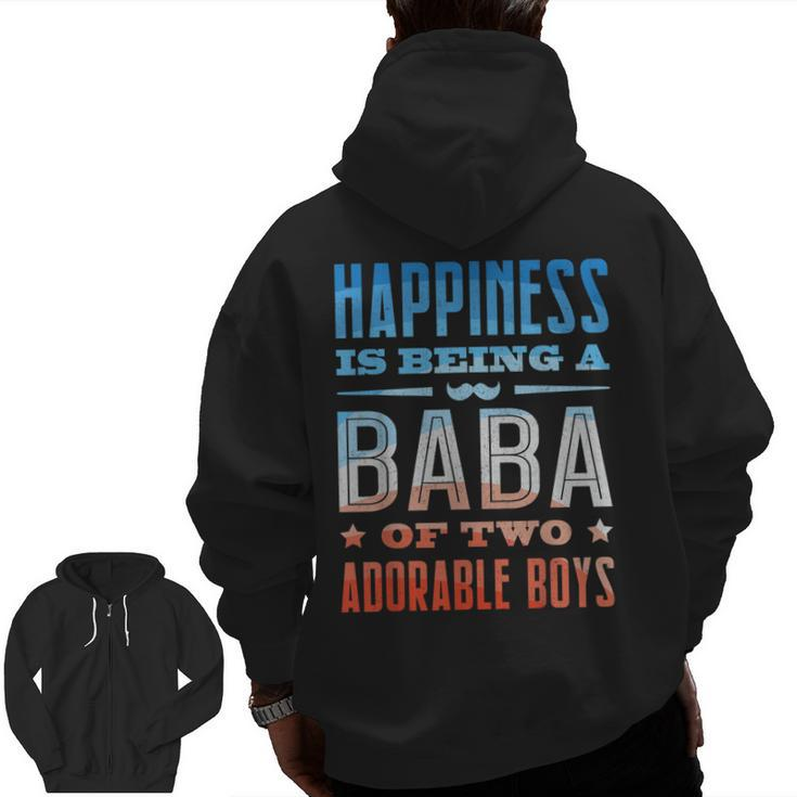 Arabic Dad Baba Of Two Boys Arab Best Baba Ever Retro Zip Up Hoodie Back Print