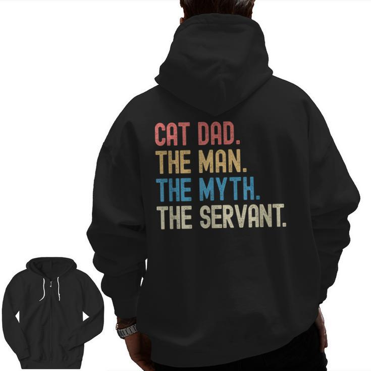 Cat Dad Fathers Day Vintage Ever Cat Lover Daddy Retro Zip Up Hoodie Back Print