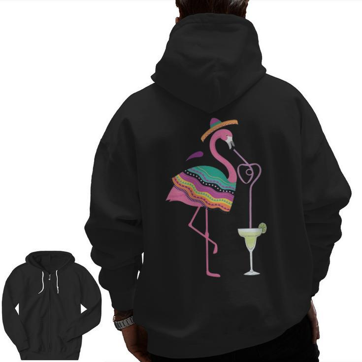 Cinco De Mayo Margarita Flamingo Drinking T Zip Up Hoodie Back Print