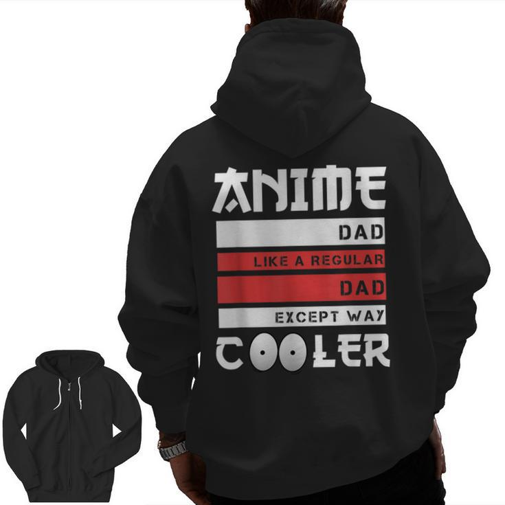 Father's Day Anime Dad Cute Japanese Anime Dad Zip Up Hoodie Back Print