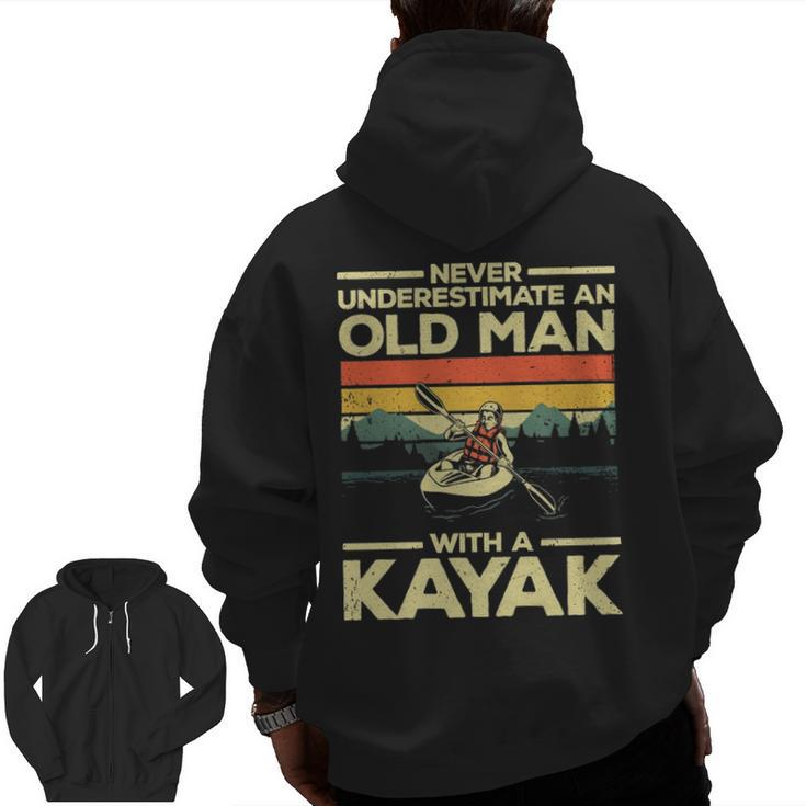 Kayaking For Men Grandpa Kayaker Kayak Lovers Zip Up Hoodie Back Print