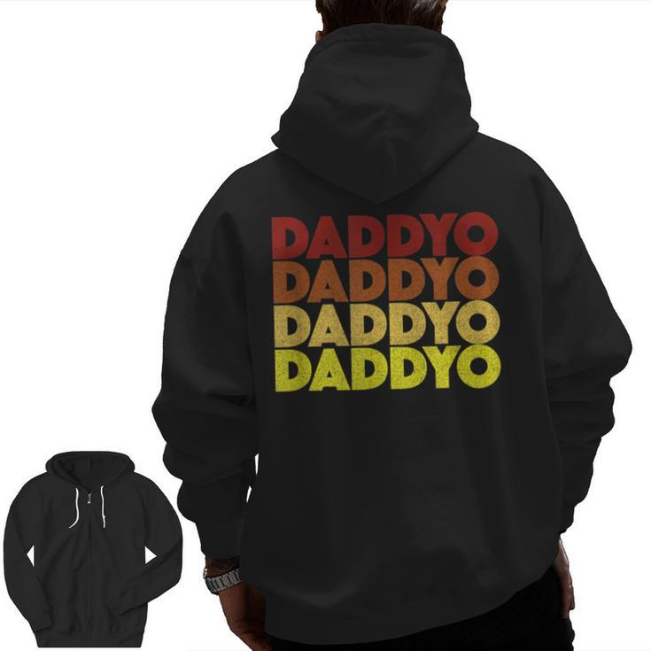 Retro Daddyo Christmas Dads Stepdad Zip Up Hoodie Back Print