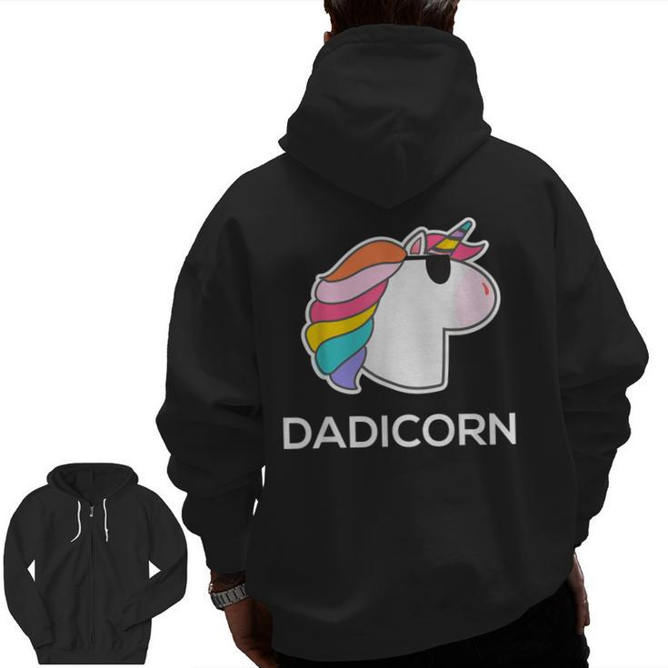 Unicorn Dad Father  Dadicorn Zip Up Hoodie Back Print