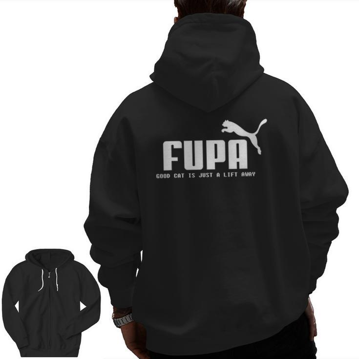 Fupa Good Cat Is Just A Lift Away Running Zip Up Hoodie Back Print