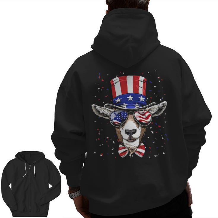 Goat 4Th Of July American Goat Usa Flag Zip Up Hoodie Back Print