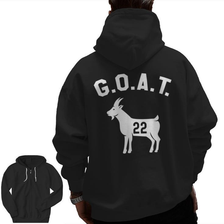 Goat Number 22 Greatest Of All Time Dad Joke Zip Up Hoodie Back Print