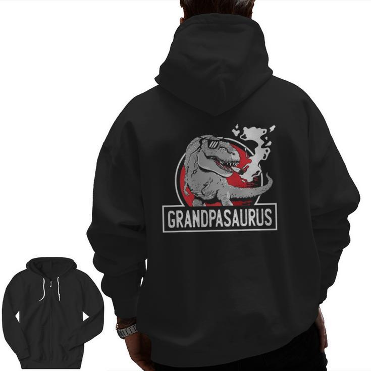 Grampasaurus Rex Grandfather Grampa Dinosaurs Grandpasaurus Zip Up Hoodie Back Print