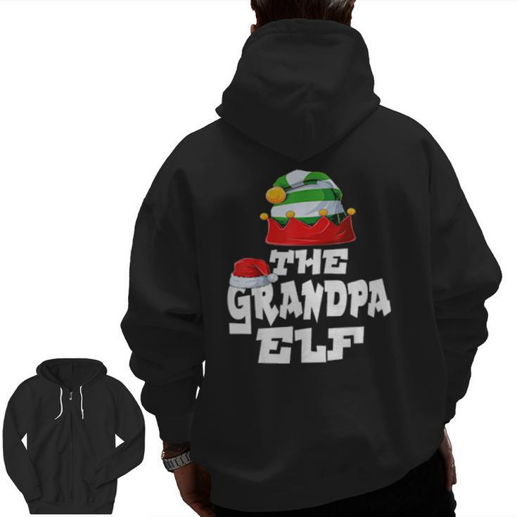 Grandpa Elf Family Matching Christmas Group Pajama Pj Zip Up Hoodie Back Print