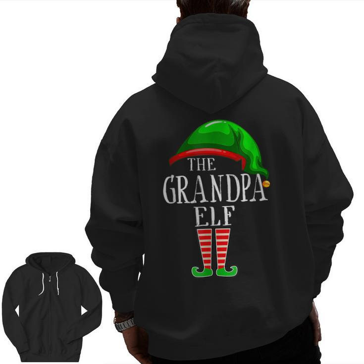Grandpa Elf Matching Family Group Christmas Party Pajama Zip Up Hoodie Back Print