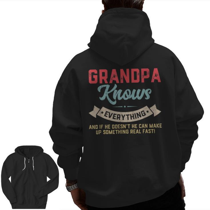 Grandpa Know Everything Vintage Grandpa Daddy Zip Up Hoodie Back Print