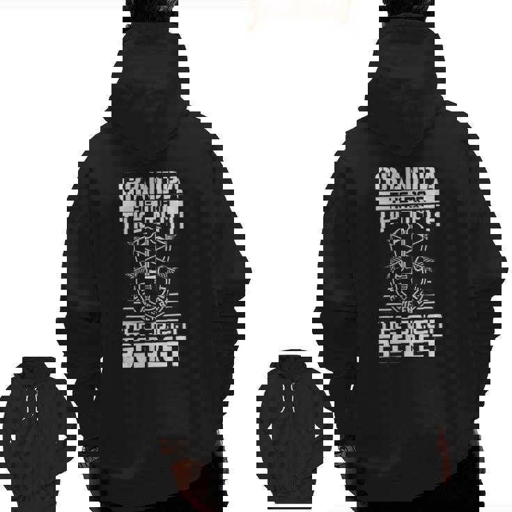 Grandpa The Man The Myth The Green Beret Zip Up Hoodie Back Print