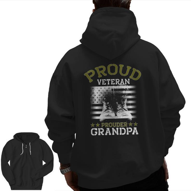 Grandpa Proud Veteran Grandpa Veteran Grandfather Zip Up Hoodie Back Print