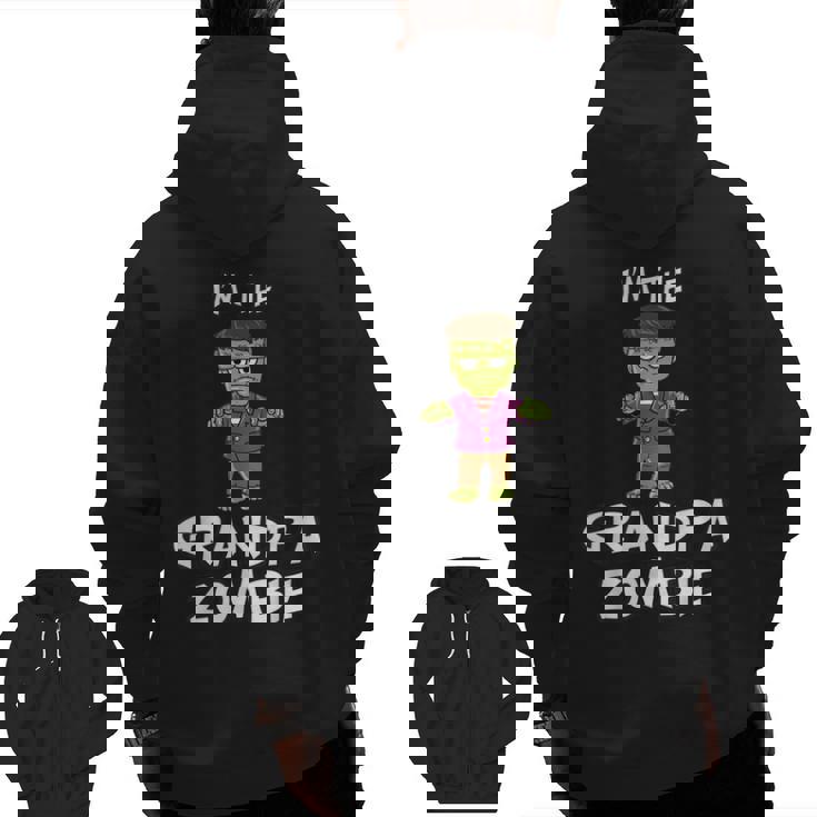 Grandpa Zombie Halloween Matching Family Costume Halloween Zip Up Hoodie Back Print