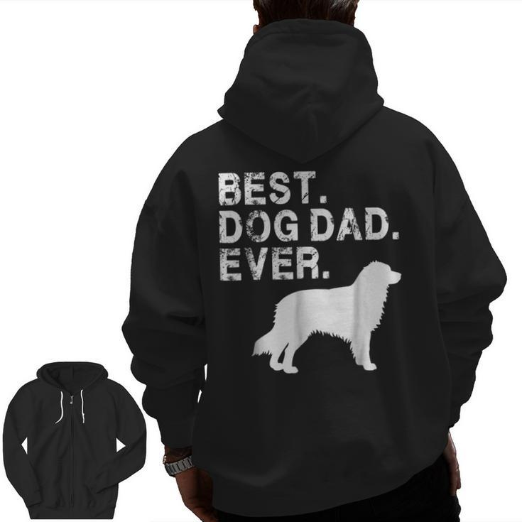 Grunge Best Dog Dad Ever Aussie With Dog Silhouette Zip Up Hoodie Back Print