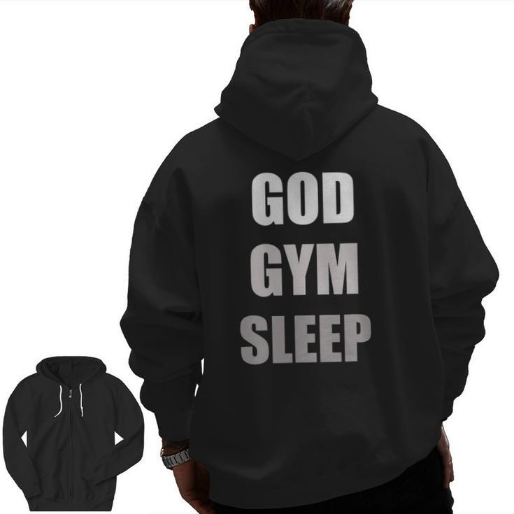 Gym Quotes God Gym Sleep Zip Up Hoodie Back Print