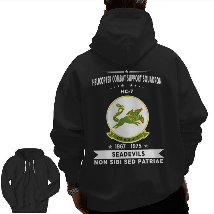 Helicopter Combat Support Squadron 7 Hc 7 Helsuppron 7 Seadevils Zip Up Hoodie Back Print