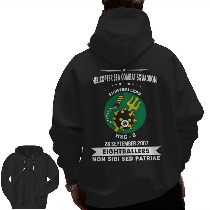 Helicopter Sea Combat Squadron 8 Hsc Zip Up Hoodie Back Print