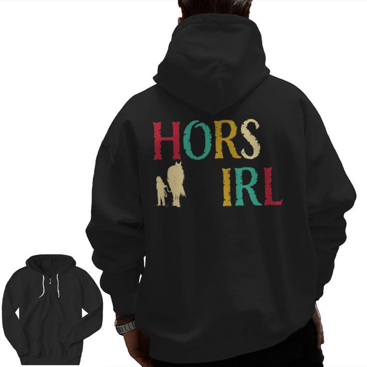 Horse Girl  Cute Colorful Retro Horseback Riding Zip Up Hoodie Back Print