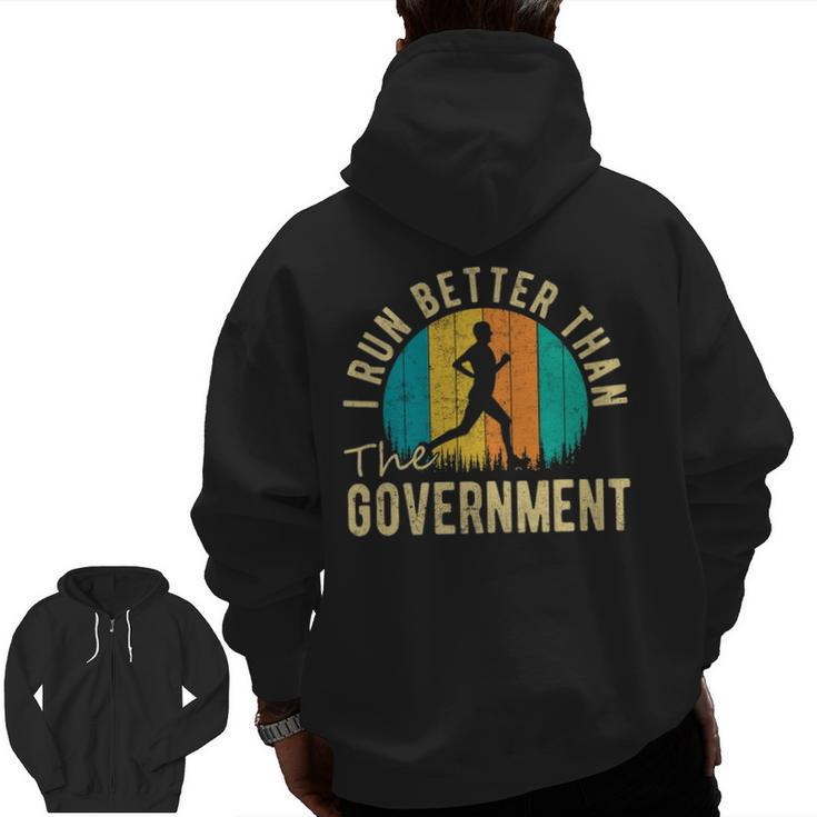 I’D Rather Be Running Running Fitness Saying Zip Up Hoodie Back Print