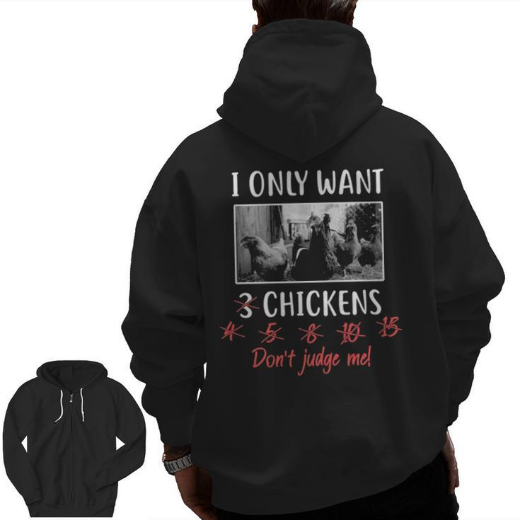 Ily Want 3 Chickens Chicken Lover  Chicken Zip Up Hoodie Back Print