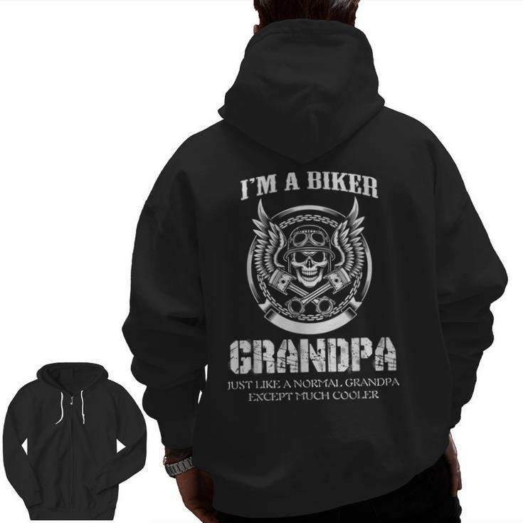 I'm A Biker Grandpa Motorcycle Rider Zip Up Hoodie Back Print