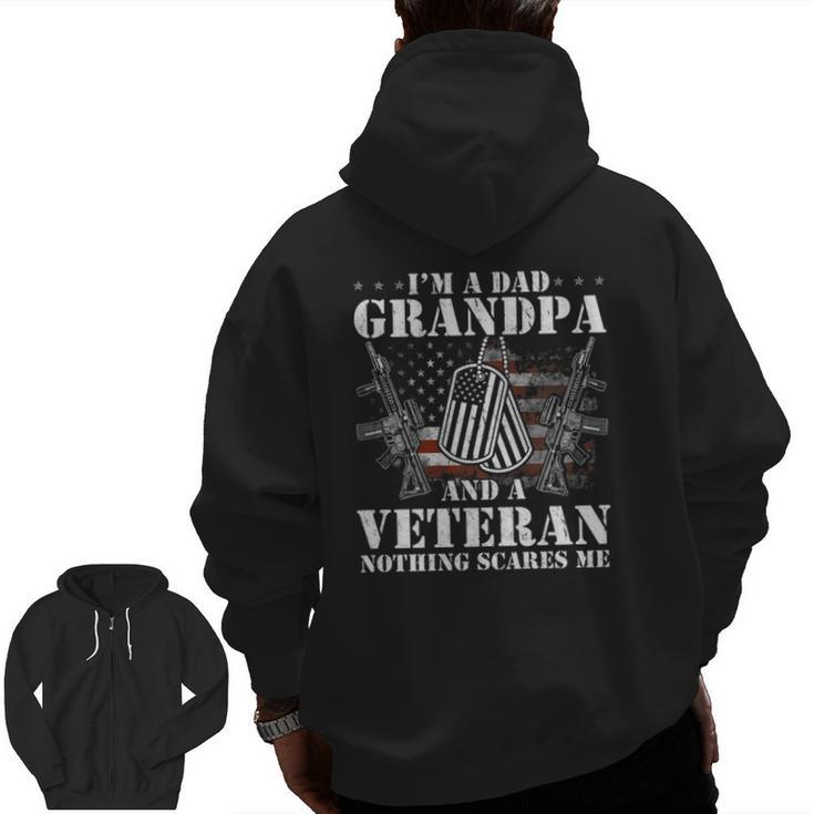 I'm A Dad Grandpa Veteran Father's Day S Premium Zip Up Hoodie Back Print