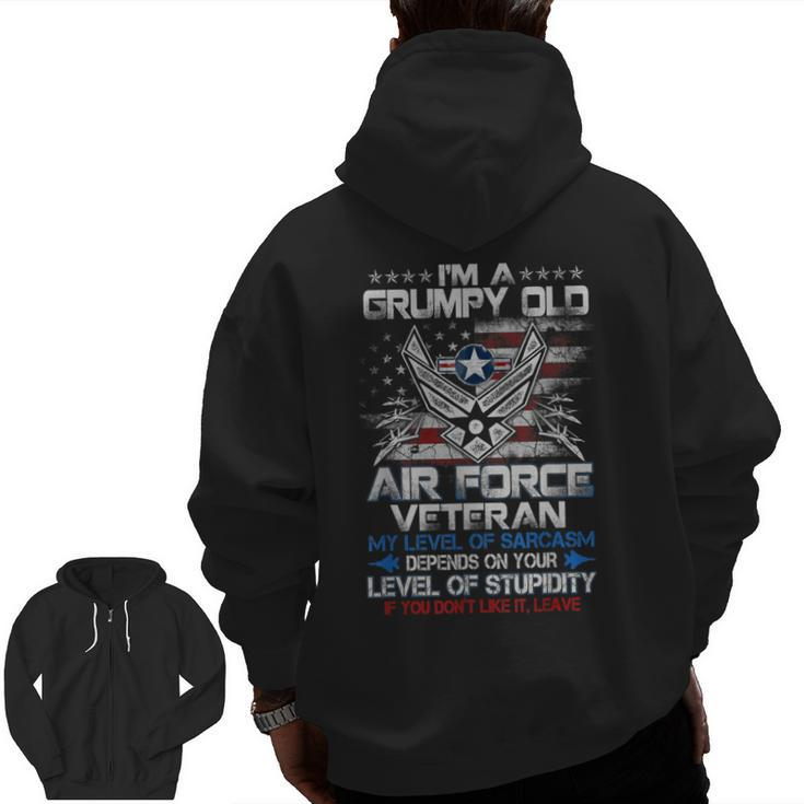 I'm A Grumpy Old Air Force Veteran Mens Veterans Day Zip Up Hoodie Back Print