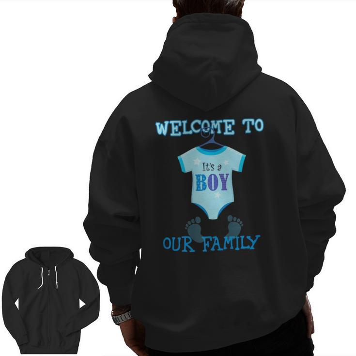 It's A Boy Baby Shower Party New Baby Premium Zip Up Hoodie Back Print