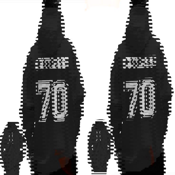 Jersey Style Cutlass 70 1970 Old School Muscle Car Zip Up Hoodie Back Print