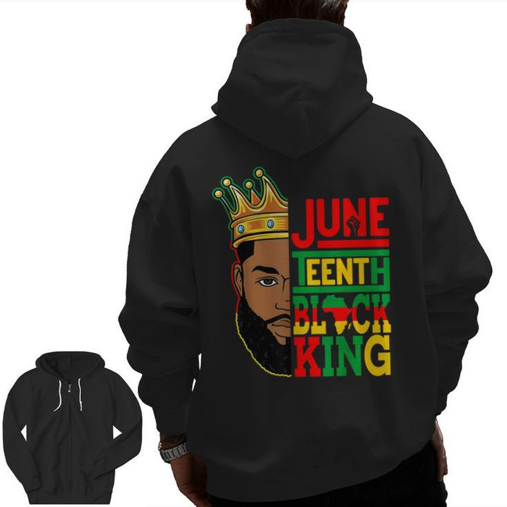 Junenth Black King Melanin Black Dad Fathers Day Men Zip Up Hoodie Back Print