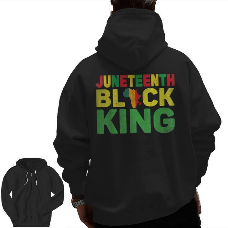 Junenth Black King Melanin Dad Fathers Day Black Pride Zip Up Hoodie Back Print