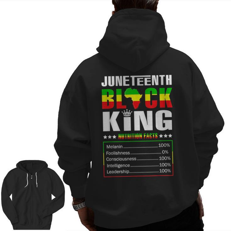 Junenth Black King Nutritional Facts Dad Boys Fathers Day Zip Up Hoodie Back Print