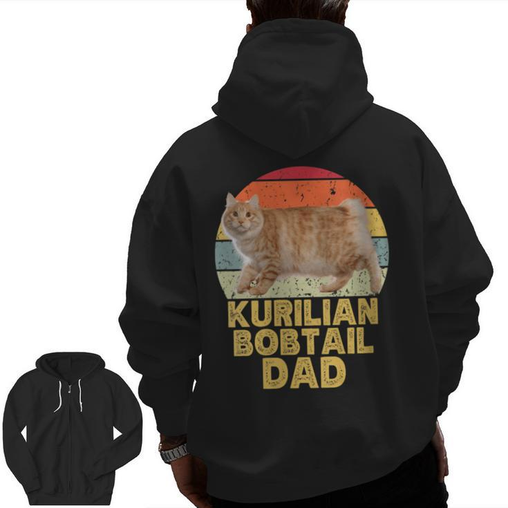 Kurilian Bobtail Cat Dad Retro Vintage For Cat Lovers Zip Up Hoodie Back Print