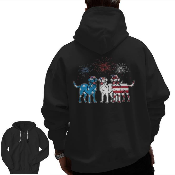 Labrador American Flag Usa 4Th Of July For Dog Lover Zip Up Hoodie Back Print