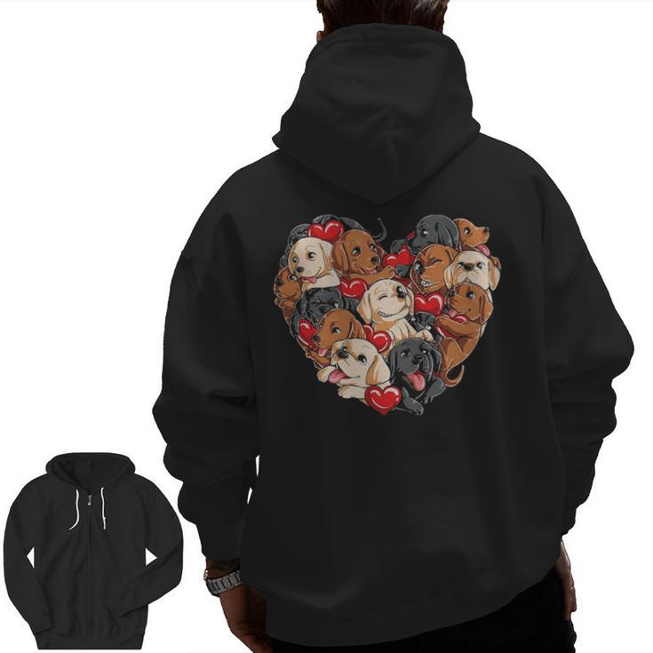 Labrador Valentines Day Dog Lover Heart Men Women Love Zip Up Hoodie Back Print