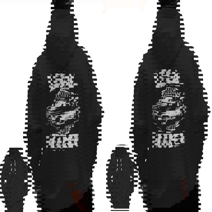 Legal Hooker Towing Vintage Tow Truck Driver Retro Zip Up Hoodie Back Print