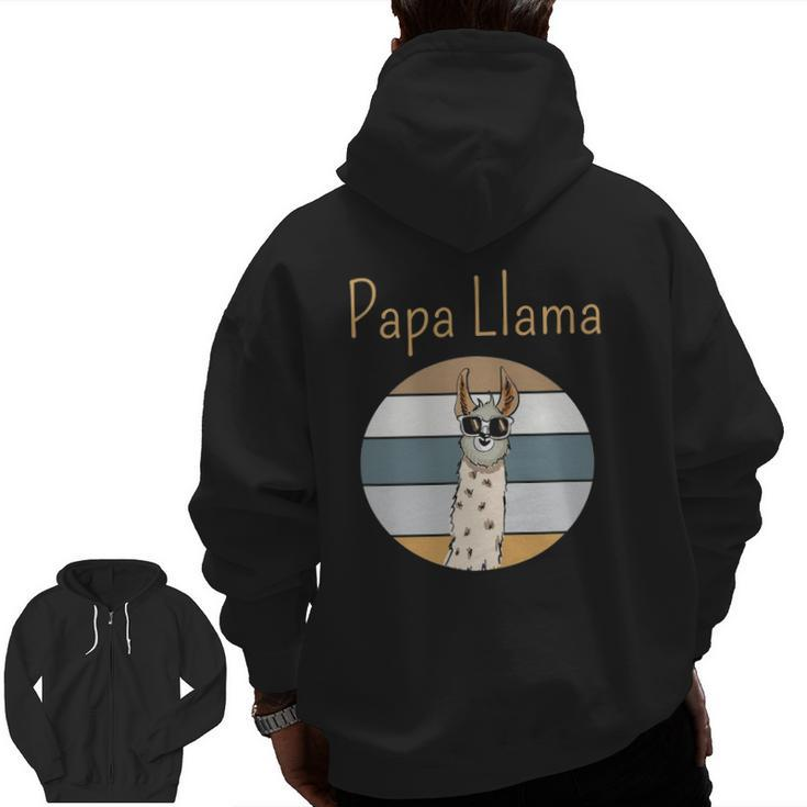 Llama Dad Matching Papa Alpaca Lover Father's Day Zip Up Hoodie Back Print