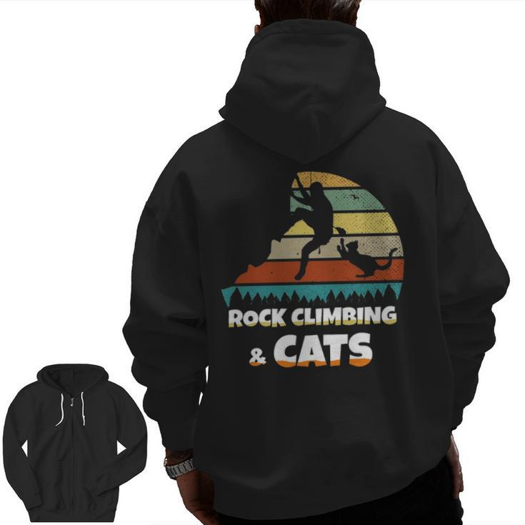 I Love Rock Climbing & Cats Mountain Climber Cat Lover Zip Up Hoodie Back Print