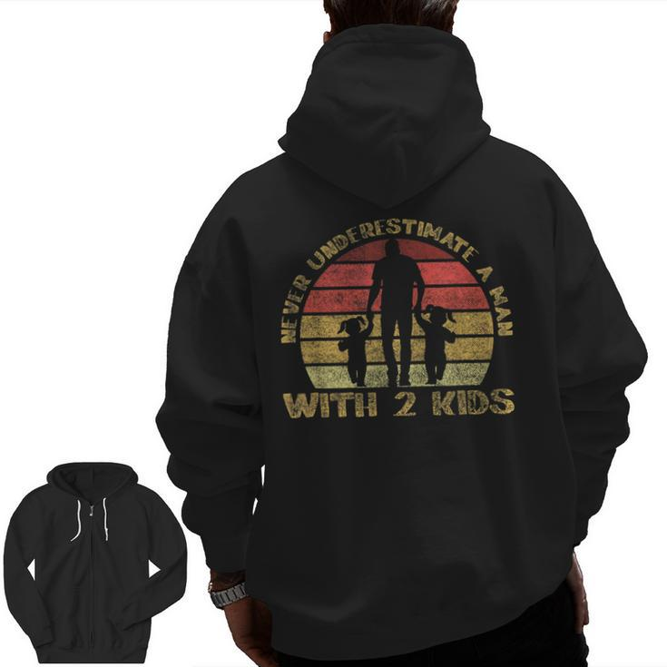Man With Two Kids Papa Father Daughter Son Dad Daddy Stepdad Zip Up Hoodie Back Print