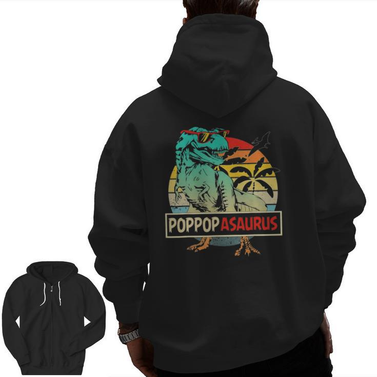 Matching Family Poppopasaurusrex Father's Day Poppop Zip Up Hoodie Back Print