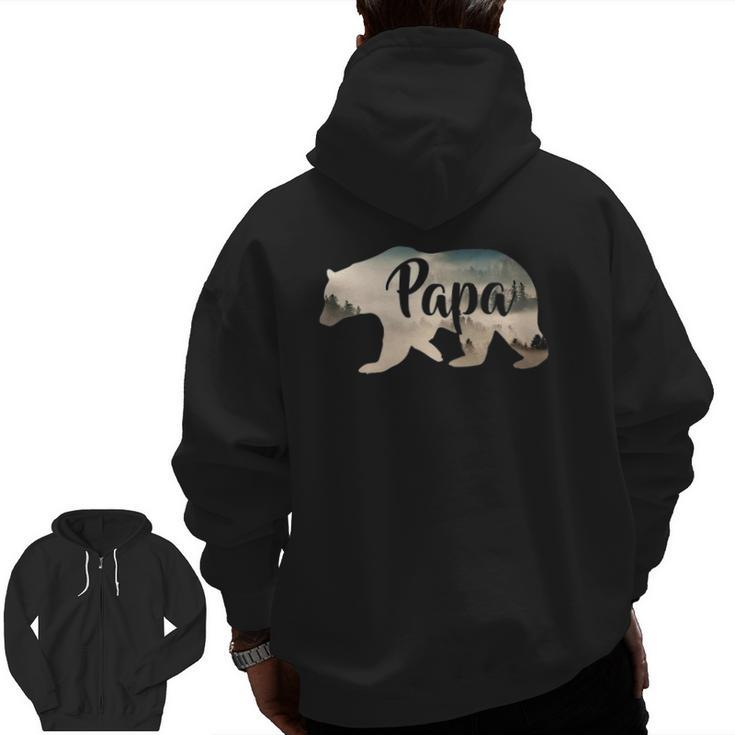 Men Papa Bear & Forest Awesome Camping Zip Up Hoodie Back Print