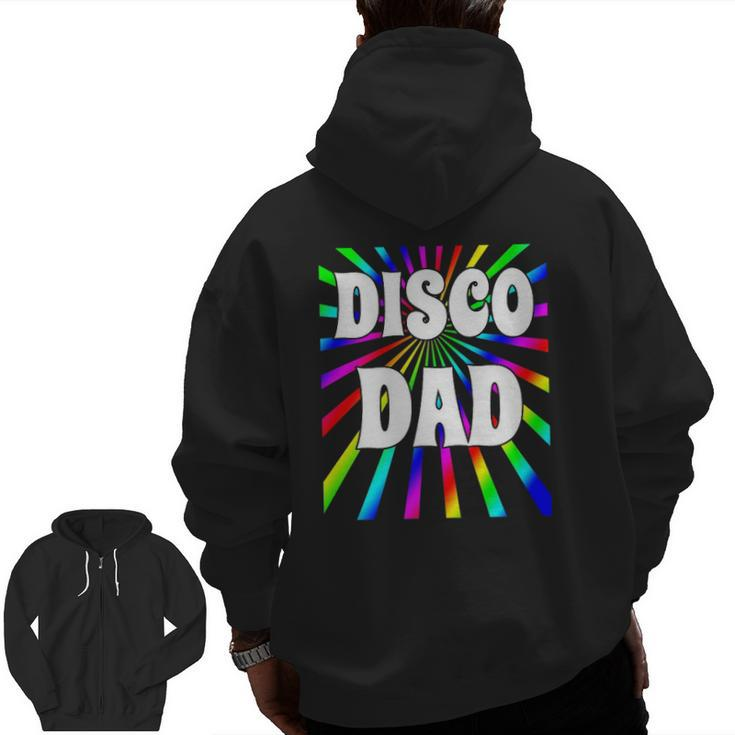 Mens 70'S Disco Disco Dad Multi-Color Party Zip Up Hoodie Back Print