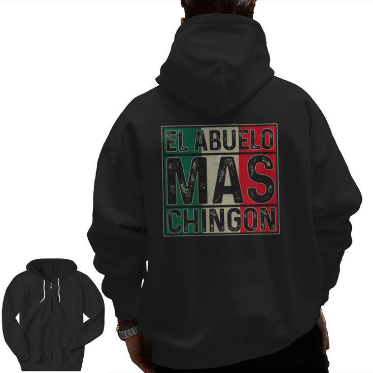 Mens Abuelo Mas Chingon Grandpa Mexican Flag Fathers Day Zip Up Hoodie Back Print