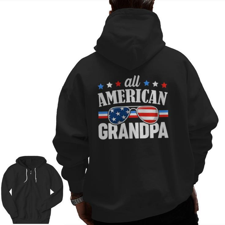 Mens All American Grandpa 4Th Of July Usa Family Matching Outfit Zip Up Hoodie Back Print