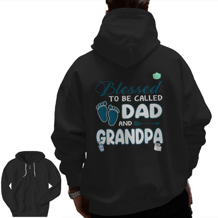 Mens Blessed To Be Called Dad For Cool Grandpa Plus Size Zip Up Hoodie Back Print