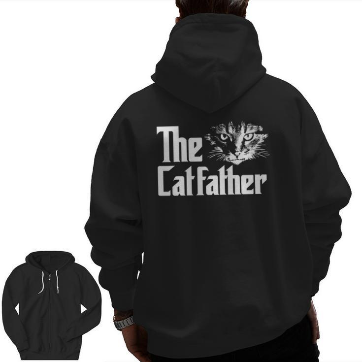 Mens The Catfather Cat Enthusiast Father Kitten Lover Zip Up Hoodie Back Print
