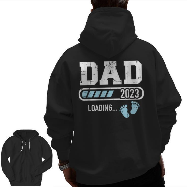Mens Dad 2023 Loading For Pregnancy Announcement Zip Up Hoodie Back Print