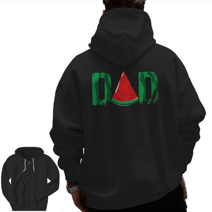 Mens Dad Watermelon Summer Fruit Dad Father's Day Zip Up Hoodie Back Print
