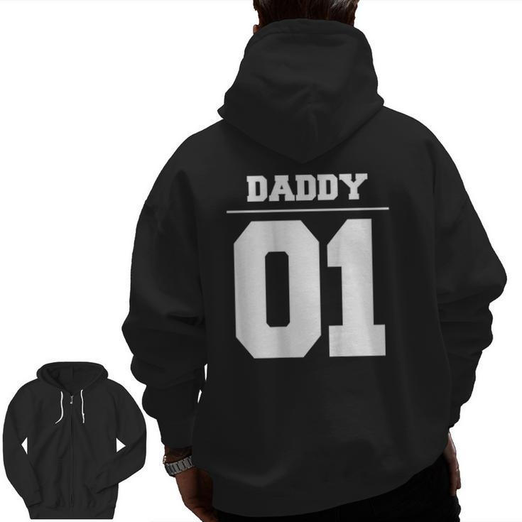 Mens Daddy 01 Fathers Day Idea Daddy Daughter Matching Zip Up Hoodie Back Print