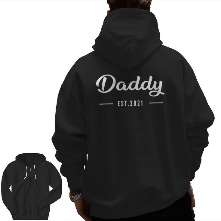 Mens Daddy Established 2021 New Dad Zip Up Hoodie Back Print